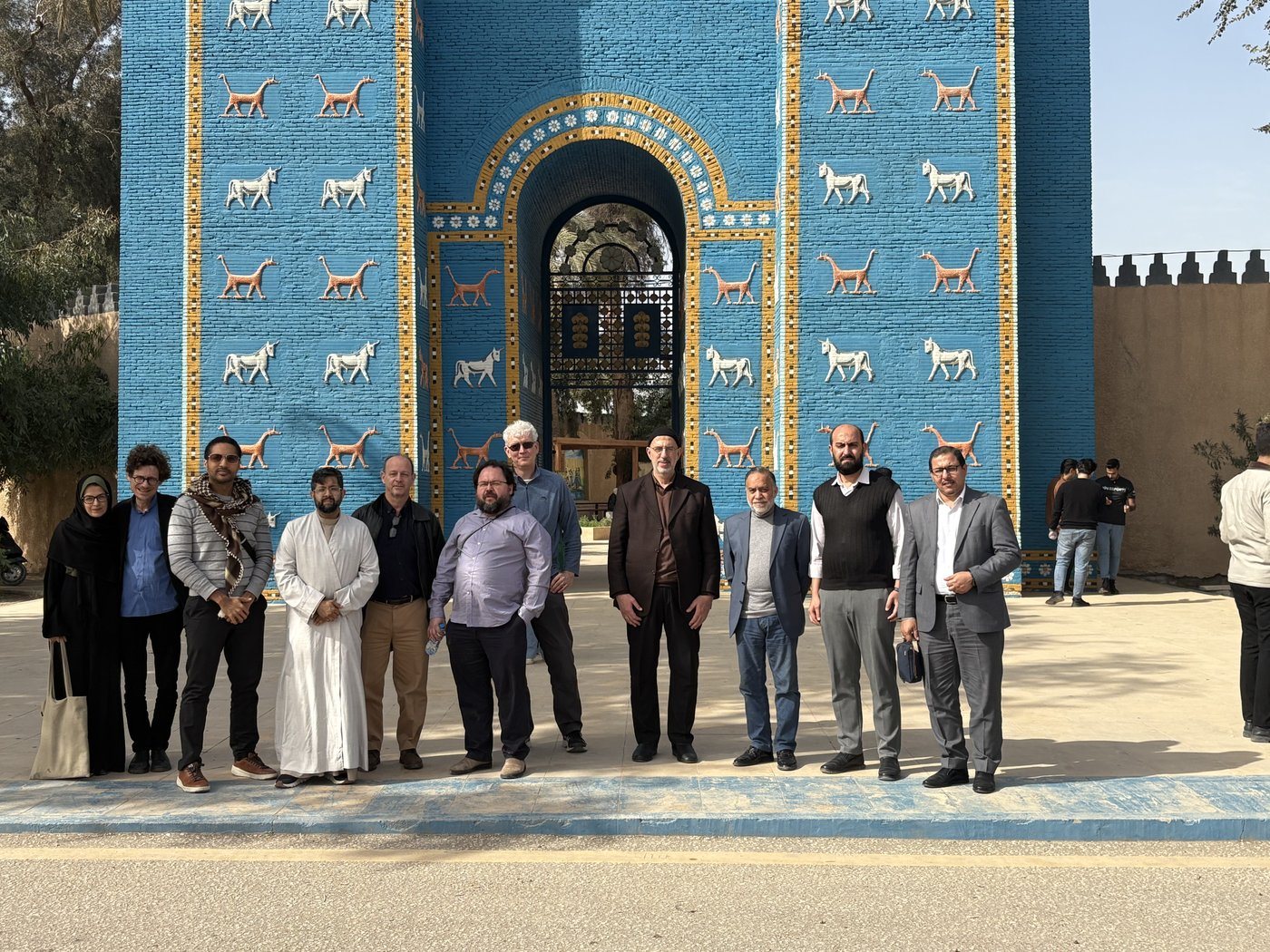 The delegation before the reconstructed Ishtar Gate, Babylon.